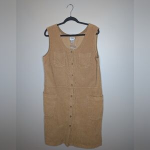 Tan Corduroy Midi Dress